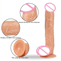 Gros gode féminin simulé avec ventouse Appareil de massage doux pour produits sexuels pour adultes Outil de masturbation pour femmes