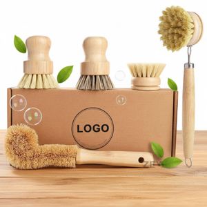 Outil de nettoyage de cuisine en bois avec logo personnalisé, manche en bambou, poils en nylon rechargeables pour la cuisson et la pâtisserie - Product Image 4