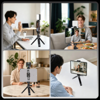Support de téléphone et tablette double usage MCF-01 avec griffe porte-accessoire et filetage 1/4 pouce pour smartphone, iPad, vlogging, diffusion en direct et cours en ligne