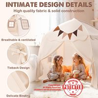 Tente de jeu extra large pour enfants avec drapeaux et lumières étoiles, tente tipi portable et pliable, tente dôme pour jeux d'enfants