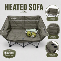 Sofá Cama Plegable Acolchado y Térmico, Sillón Lounge Portátil para 2 Personas, de Oxford 600D, para Exteriores, Playa, RV, Patio