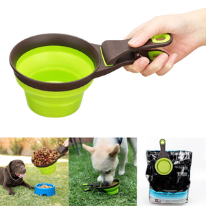 Bol pliable portable en PP+TPR pour chiens, chats et petits animaux, voyage en plein air, pliable, facile à nettoyer, vert, marron - Product Image 5