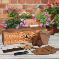 4 kit de démarrage de jardin avec plantation complète et boîte à fleurs en bois pour la cuisine Kit de culture d'herbes d'intérieur pour le bricolage de rebord de fenêtre