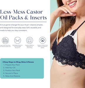 Organic Castor Oil Pack <b>Compress</b> Wrap for Breast Castor Oil Cold Pressed Organic Reusable Leak Pads Castor Oil <b>Compress</b> Pack - Product Image 5