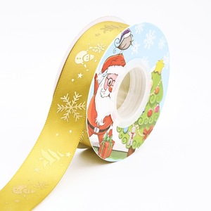 Winter Xmas Pattern Fabric <b>Ribbon</b> Bespoke Text For Christmas Party Favor Decor - Product Image 3