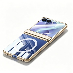 Étui de téléphone pliable compatible avec Z Flip 8, transparent électroplaqué en acrylique, avec aimant, couverture intégrale - Product Image 1
