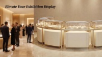 Système d'affichage visuel pour bijoux en demi-cercle certifié FSC, vitrine LED ondulée, comptoir modulaire, aménagement de boutique