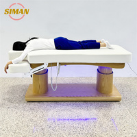 Lit de massage électrique avec 3 moteurs réglables, en cuir synthétique moderne et structure métallique, mobilier de salon pour hôtels