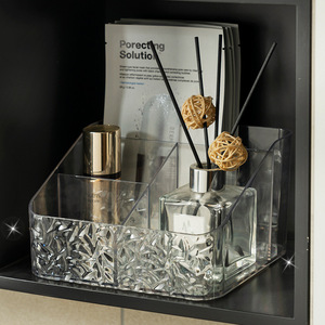 Transparent Cosmetic Organizer With Divided Compartments For <b>Makeup</b> Brushes Lipsticks And Pens Desktop Storage <b>Box</b> - Product Image 2