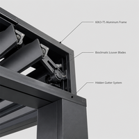 Pergola motorisée en aluminium imperméable avec toit bioclimatique pour patio et jardin