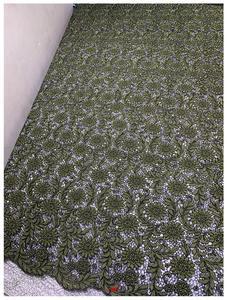 ผ้าลูกไม้โทเคย์ ผ้าลูกไม้แอฟริกัน ผ้าลูกไม้ตาข่ายลายดอกไม้สุดหรู ผ้าอาโซเอบีสีน้ำเงินกรมท่า - Product Image 3