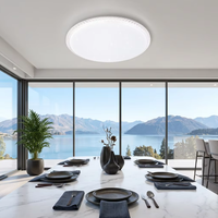 Plafonnier LED rond à bordure diamantée, tricolore, à intensité variable, sans scintillement, lampe de plafond scellée pour chambre à coucher, salon, décoration intérieure