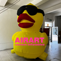Canard gonflable jaune de 4 m de haut, personnalisé, en forme d'animal de dessin animé, avec lunettes de soleil noires