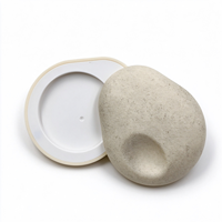 Boîte à maquillage vide à texture pierre, forme galet irrégulière, pour poudre, blush, fard à paupières, illuminateur
