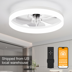 19.7'' LED <b>Ceiling</b> <b>Fan</b> Light 6 Speed Reversible APP <b>Remote</b> <b>Control</b> Flush Mount WHITE Fandelier for Bedroom - Product Image 1
