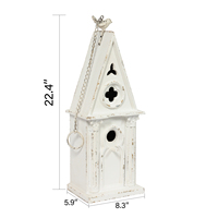 Décoration murale en bois blanc vintage shabby chic artisanale pour l'extérieur, décoration de table suspendue, décoration de jardin, nichoir à oiseaux en bois