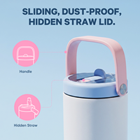 Gobelet isotherme portable en acier inoxydable avec paille coulissante anti-fuite, compatible avec l'impression numérique 3D par transfert d'air, vente en gros