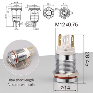 LANBOO 12E 12mm 7A Druckknopf schalter für industrielle Steuerung, elektronische Instrumente und Kleingeräte Schaltung steuerung - Product Image 3