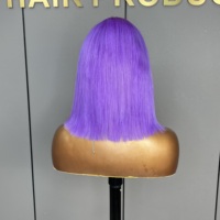 Perruque Bob Courte Droite en Cheveux Humains Remy Vietnamiens Colorés pour Femmes, Idéale pour Fêtes et Maquillage, 10 Pouces
