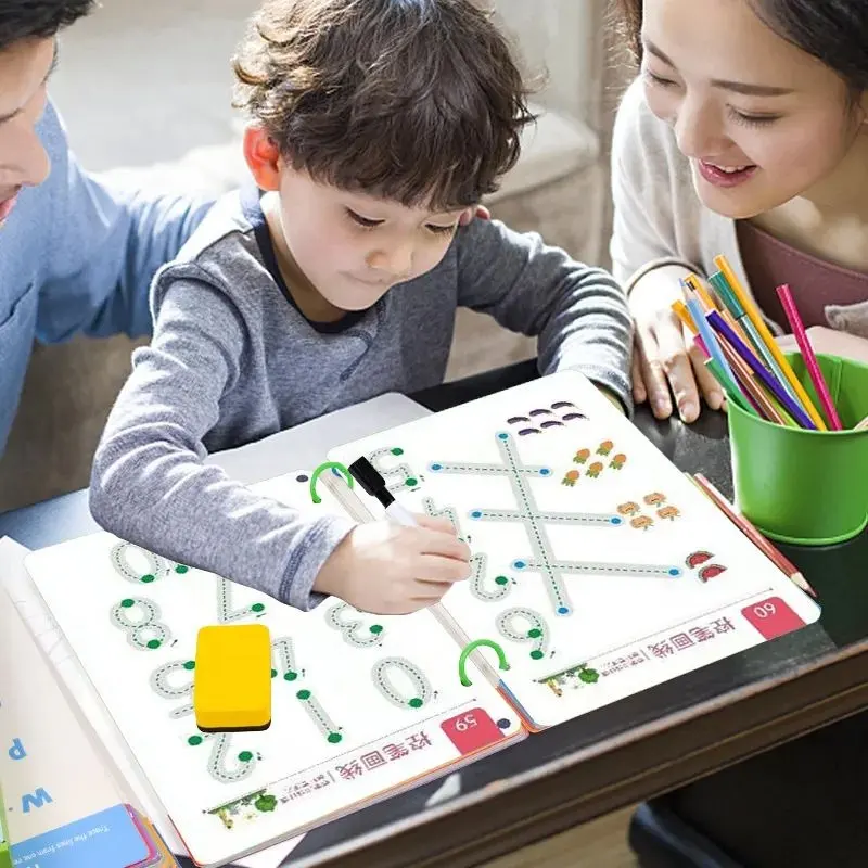 बच्चे मोंटेसरी प्रारंभिक शिक्षा खिलौना पेन नियंत्रण प्रशिक्षण वर्णमाला संख्या reusablesकिड्स सीखने की सामग्री