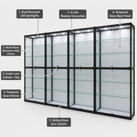Vitrine de rangement et d'exposition moderne en aluminium et verre trempé, certifiée CE ROHS, pour bijoux, figurines et modèles