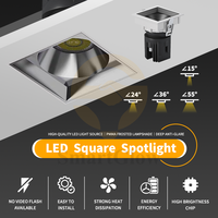 Downlights carrés sans cadre avec protection anti-éblouissement profonde et baffle, certifiés ETL, 3 couleurs réglables, anti-éblouissement, garantie 5 ans