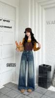 Pantalon en jean vintage à jambe large pour femme, design personnalisé, écologique, ample, respirant, taille haute, grandes tailles