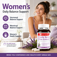Nouveauté Shecome Chaster Berry Vitex Complément alimentaire pour la santé reproductive féminine 500 mg 120 capsules d'extrait de Chaster Berry Vitex