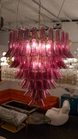 Lustre rond à étages violets pour restaurant, hôtel, villa, grand lustre moderne italien en améthyste Murano en forme de pétales