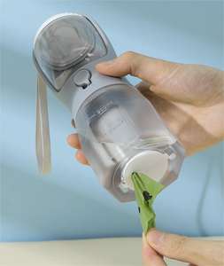 600 מ "ל 3 ב 1 כלב נייד חיות מחמד בקבוק מים עם מזון מיכל קקי אשפה שקית חיות מחמד מחוץ לבקבוק מי שתייה - Product Image 4