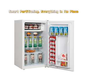 Offre Spéciale Réfrigérateur compact <span class=keywords><strong>de</strong></span> style américain à 6 couleurs avec petit congélateur, étagères transparentes et fentes pour boissons, idéal pour les dortoirs - Product Image 4