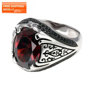 925 Sterling Zilveren Sieraden Mannen Ringen Luxe Turkse Ringen Zilveren Mannen Crystal Zircon Ring