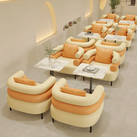 Moderner Kommerzieller Freizeitsessel Gepolstertes Sofa Holzbankett Café Kaffee-Möbel Esstisch Stühle Set