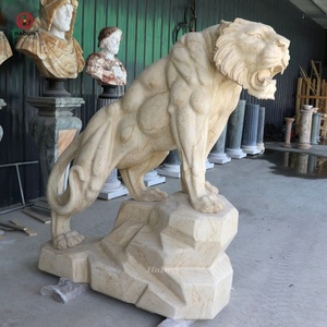 Estatua de Tigre de Piedra de Mármol Tallada a Mano Personalizada para Decoración - Product Image 2