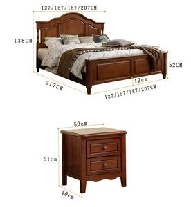 Solid 1.8 Meter & 1.5 <b>Beds</b> for King <b>Size</b> Hotel Villa American Retro Design Classical Wood BCV158 Solid Wood <b>Bed</b> <b>Frame</b> BCV158 - Product Image 2