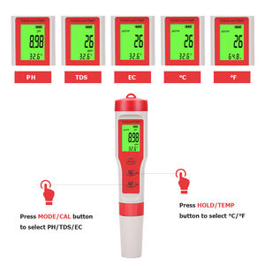 OEM ODM Stylo testeur de pureté de l'eau numérique 4-en-1 avec grand écran LCD pour TDS, EC, PH et température, pour piscine et eau potable - Product Image 4