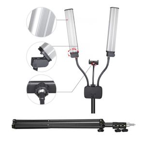 Kit de iluminación LED ajustable de 2 brazos para estudio de fotografía con soporte de luz trípode Luz de relleno de Vídeo fotográfico - Product Image 3