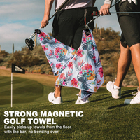 Toalla de Golf Personalizada del Fabricante, Toalla de Golf con Cinta Rosa, Toallas de Golf Magnéticas con Clip y Logotipo Personalizado