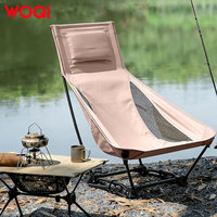 Chaise pliante de camping portable WOQI avec appui-tête - Mobilier d'extérieur pour la randonnée, la pêche et le camping