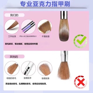 Flat Crystal Nail Art Gel <b>Brush</b> Crimped Ferrule Metal Stem Nylon Bristle Painting Drawing Liner <b>Brush</b> for Acrylic UV Gel - Product Image 3