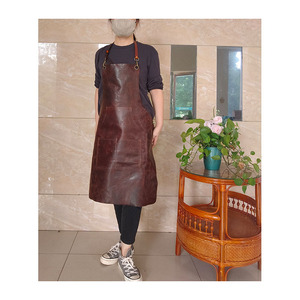 Châu Âu Và Mỹ Rắn Màu Retro Da Tạp Dề Lớp Trên Da Bò Tạp Dề, Thợ Thủ Công Treo Cổ Tạp Dề Màu Cà Phê - Product Image 3