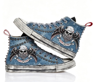 Baskets montantes personnalisées <span class=keywords><strong>en</strong></span> toile, imprimé Punk Sloth Hiking, avec clous et chaînes, vulcanisées, décontractées, pour hommes, style skateboard japonais - Product Image 2
