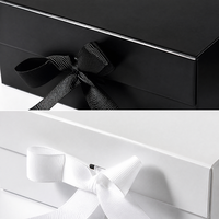 Boîte cadeau rigide pliable magnétique avec logo personnalisé, ruban en satin rose pour cosmétiques, extensions de cheveux, emballage de beauté