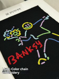 Camisetas de punto extragrandes para hombre, 100% algodón, con logo estampado de punto de cadena, estilo casual deportivo, transpirable, streetwear, color negro - Product Image 3