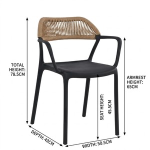 Silla <span class=keywords><strong>de</strong></span> Comedor Apilable con Respaldo <span class=keywords><strong>de</strong></span> Efecto Tejido, Resistente al Agua, <span class=keywords><strong>de</strong></span> <span class=keywords><strong>Resina</strong></span>, para Bistro, Jardín, Diseño Nórdico - Product Image 1