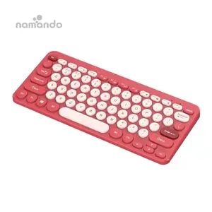Беспроводная клавиатура 2,4 ГГц, портативная цветная компьютерная клавиатура, беспроводная компактная мини-клавиатура в стиле ретро с круглой клавиатурой