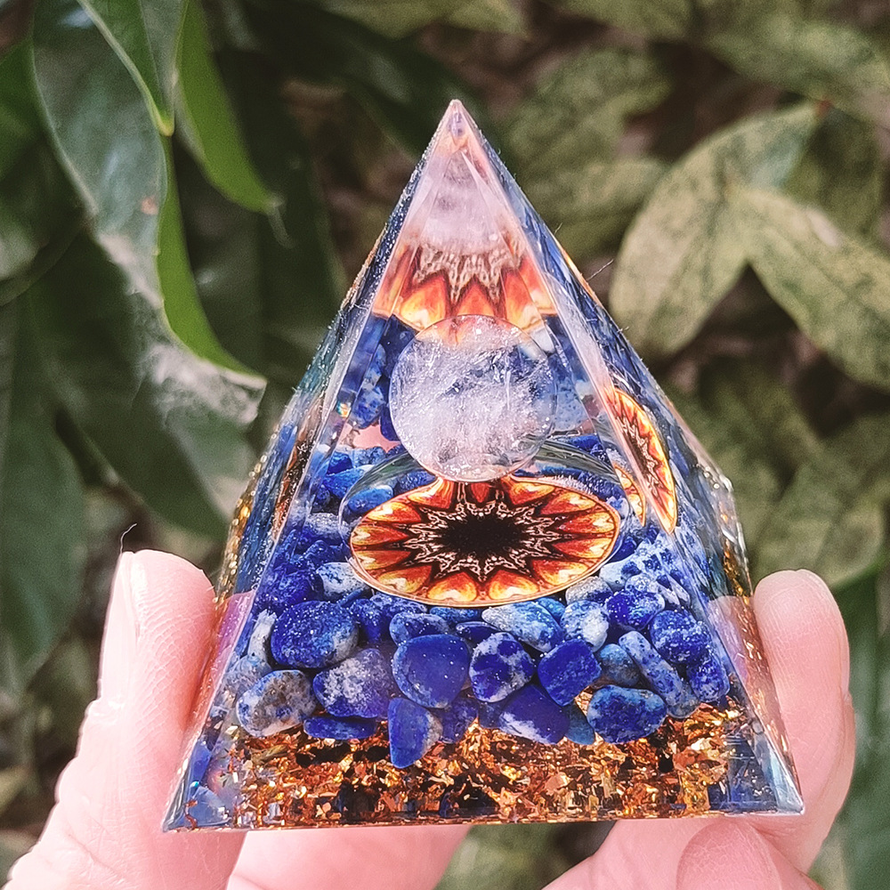 White crystal ball, lapis lazuli