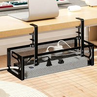 Panier de rangement en maille pour câbles réseau sous le bureau, sans perçage, organisateur de câbles d'ordinateur