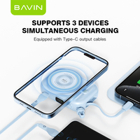 BAVIN - Batería Externa Inalámbrica Magnética Portátil con Cable de Carga, PC1085S, 10000 mAh, 20 W, LED, Tipo C