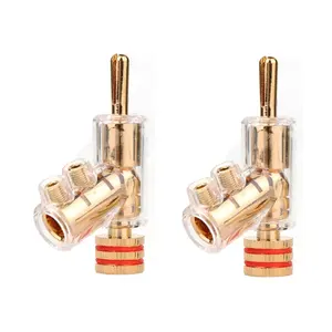 Good quality full copper gold plated gun shaped solderless Banana plug speaker terminal connector plug wire connector